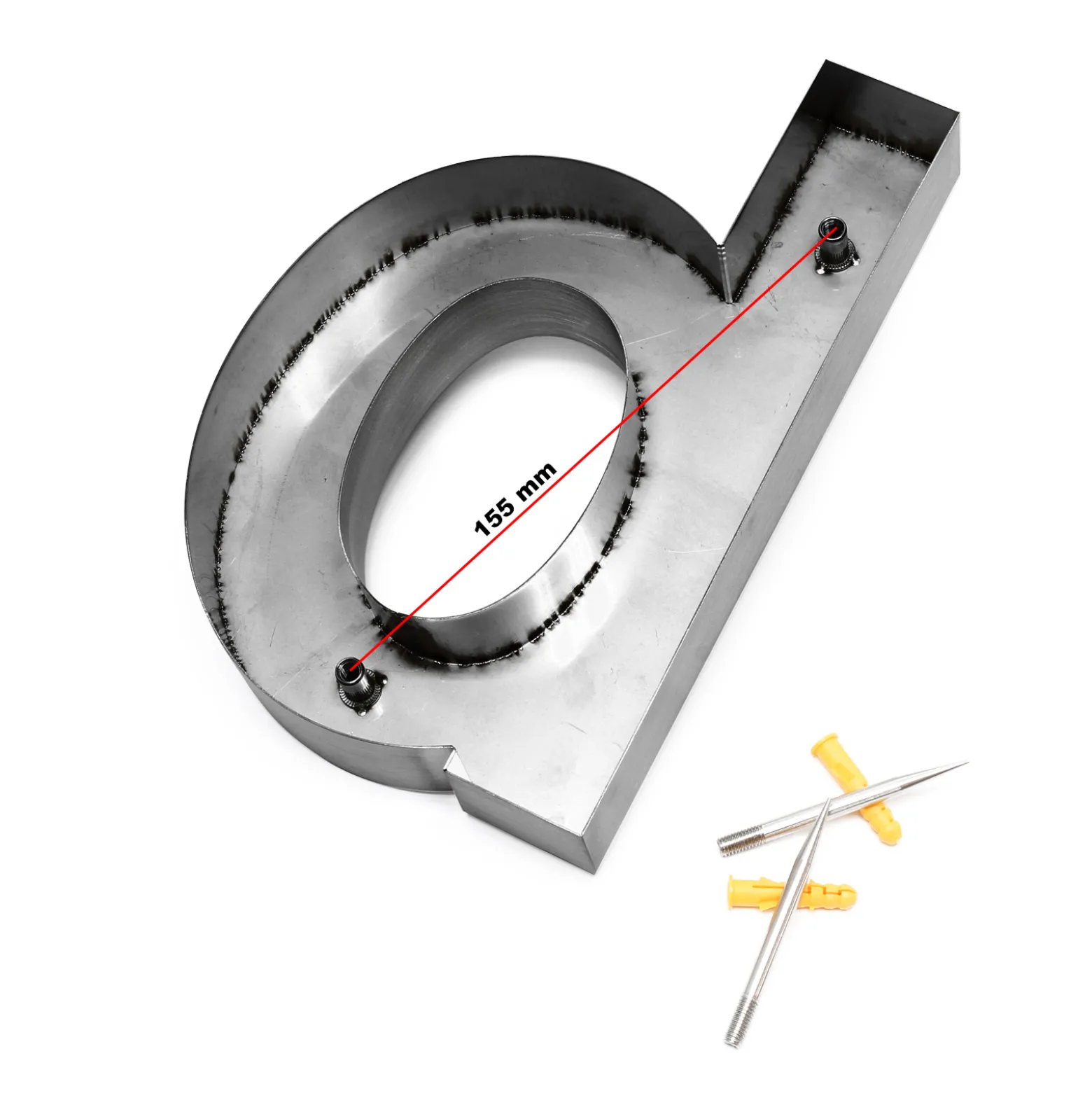 Wiltec Hausnummer b anthrazit Edelstahl Hausnummer in modernem 3D-Design, Höhe 20 cm, Schrift Arial, rostfrei und witterungsbeständig, mit Montagematerial