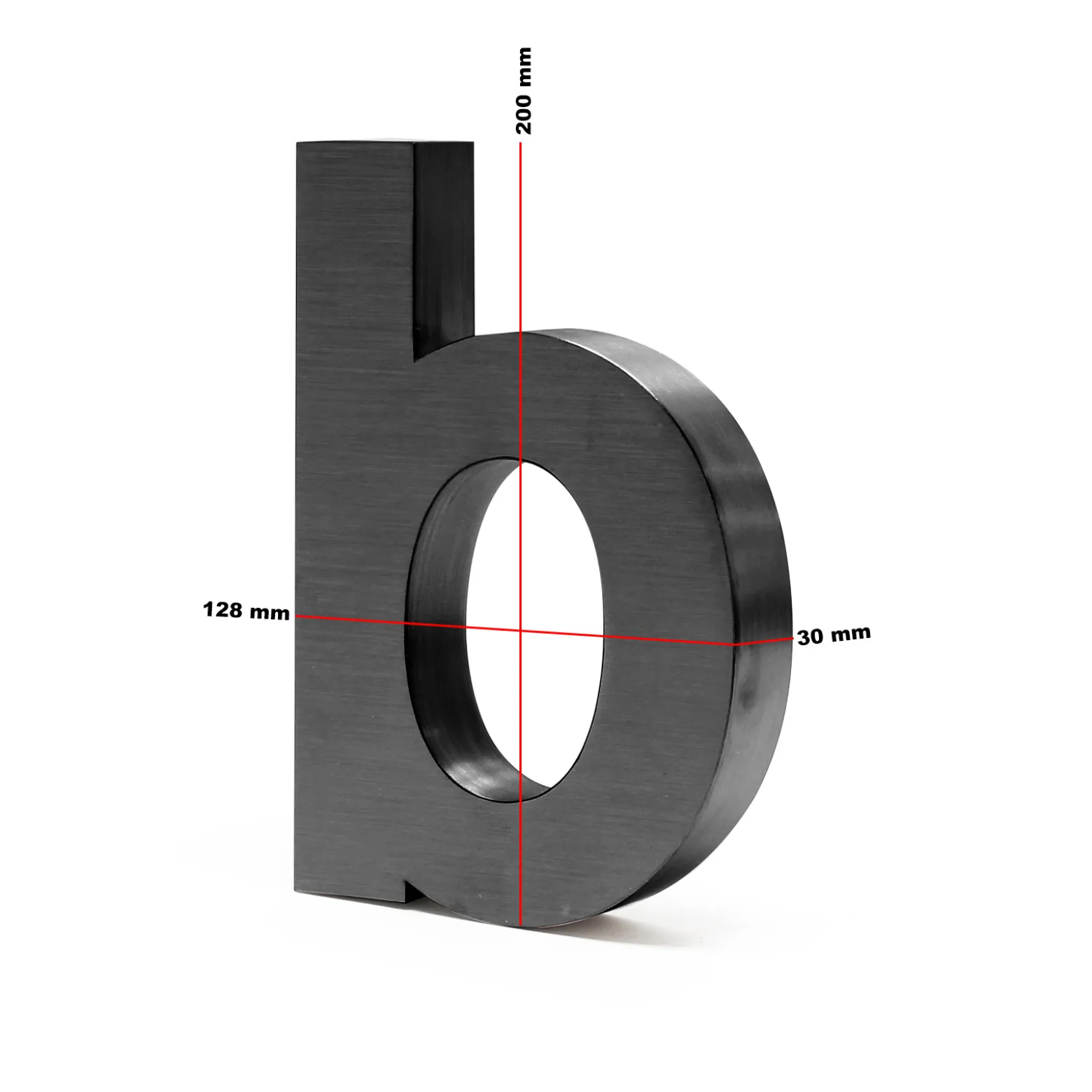 Wiltec Hausnummer b anthrazit Edelstahl Hausnummer in modernem 3D-Design, Höhe 20 cm, Schrift Arial, rostfrei und witterungsbeständig, mit Montagematerial