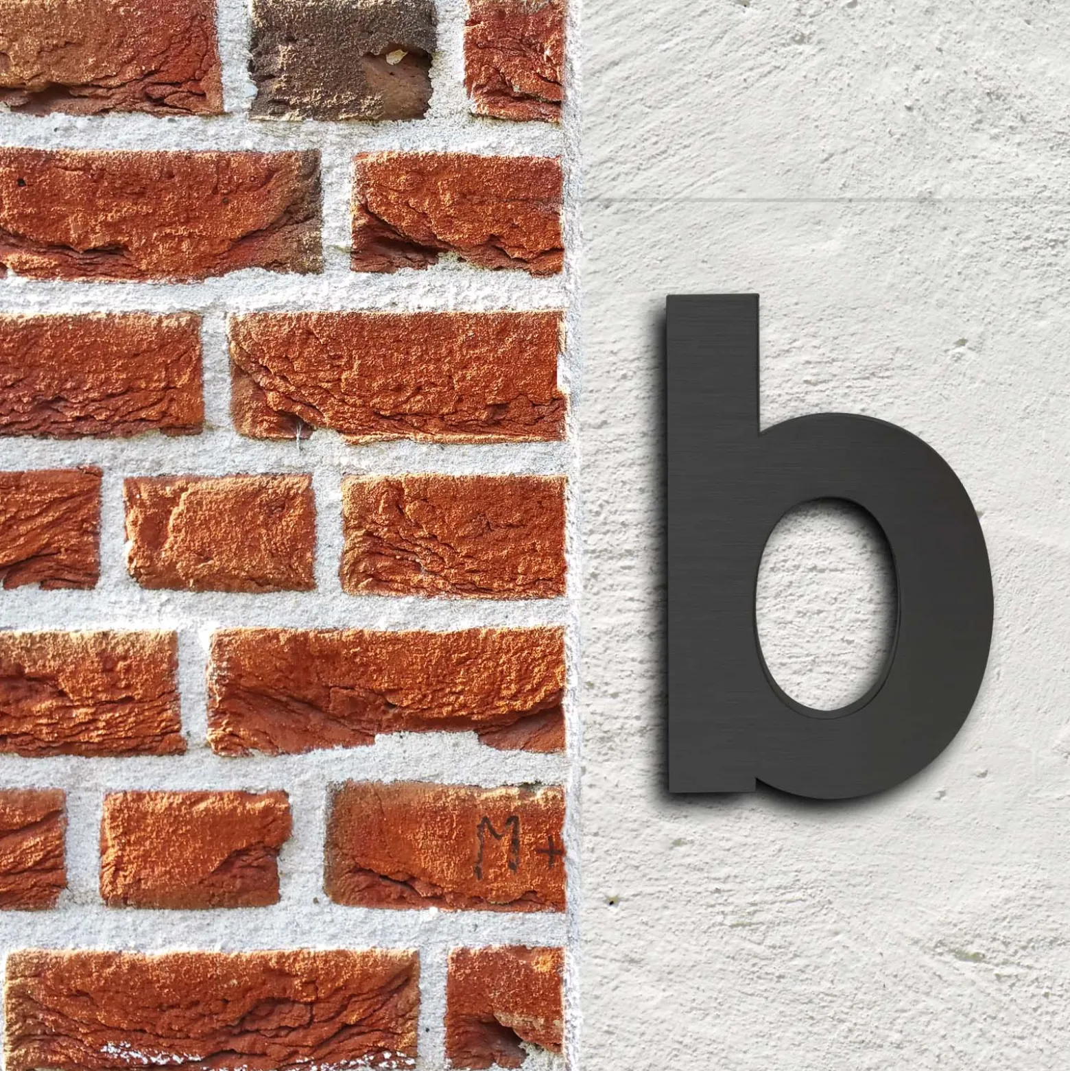 Wiltec Hausnummer b anthrazit Edelstahl Hausnummer in modernem 3D-Design, Höhe 20 cm, Schrift Arial, rostfrei und witterungsbeständig, mit Montagematerial