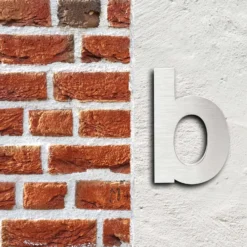 Wiltec Hausnummer b silberfarbene Edelstahl Hausnummer in modernem 3D-Design, Höhe 20 cm, Schrift Arial, rostfrei und witterungsbeständig, mit Montagematerial