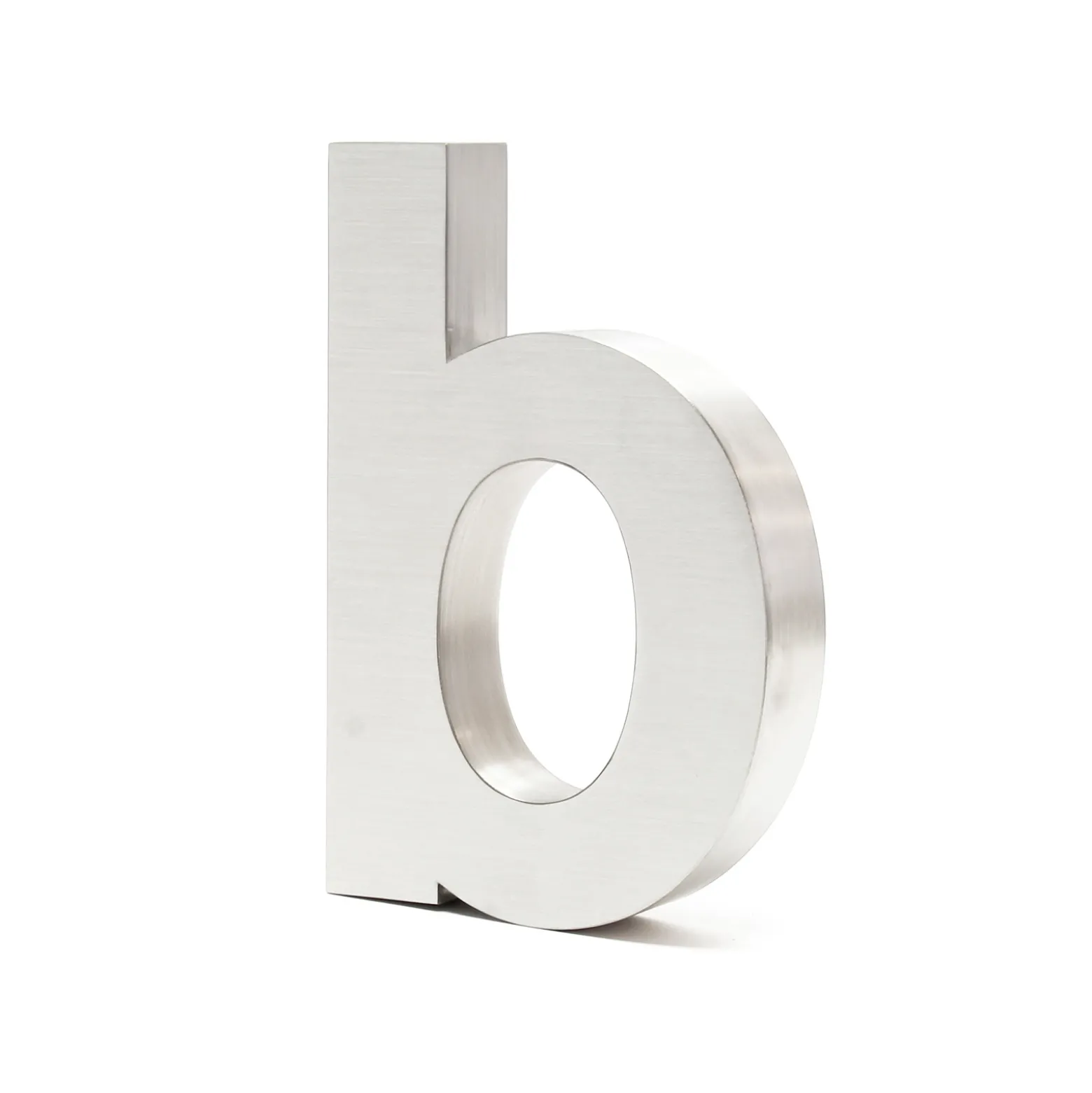 Wiltec Hausnummer b silberfarbene Edelstahl Hausnummer in modernem 3D-Design, Höhe 20 cm, Schrift Arial, rostfrei und witterungsbeständig, mit Montagematerial