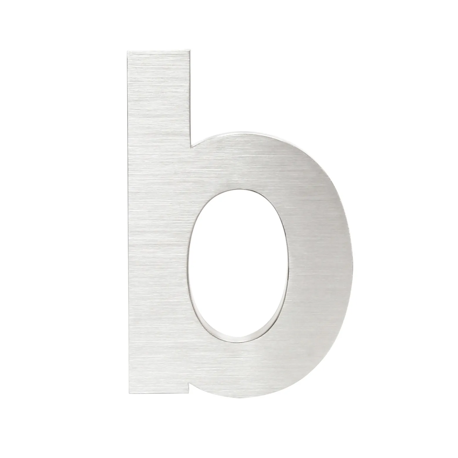 Wiltec Hausnummer b silberfarbene Edelstahl Hausnummer in modernem 3D-Design, Höhe 20 cm, Schrift Arial, rostfrei und witterungsbeständig, mit Montagematerial