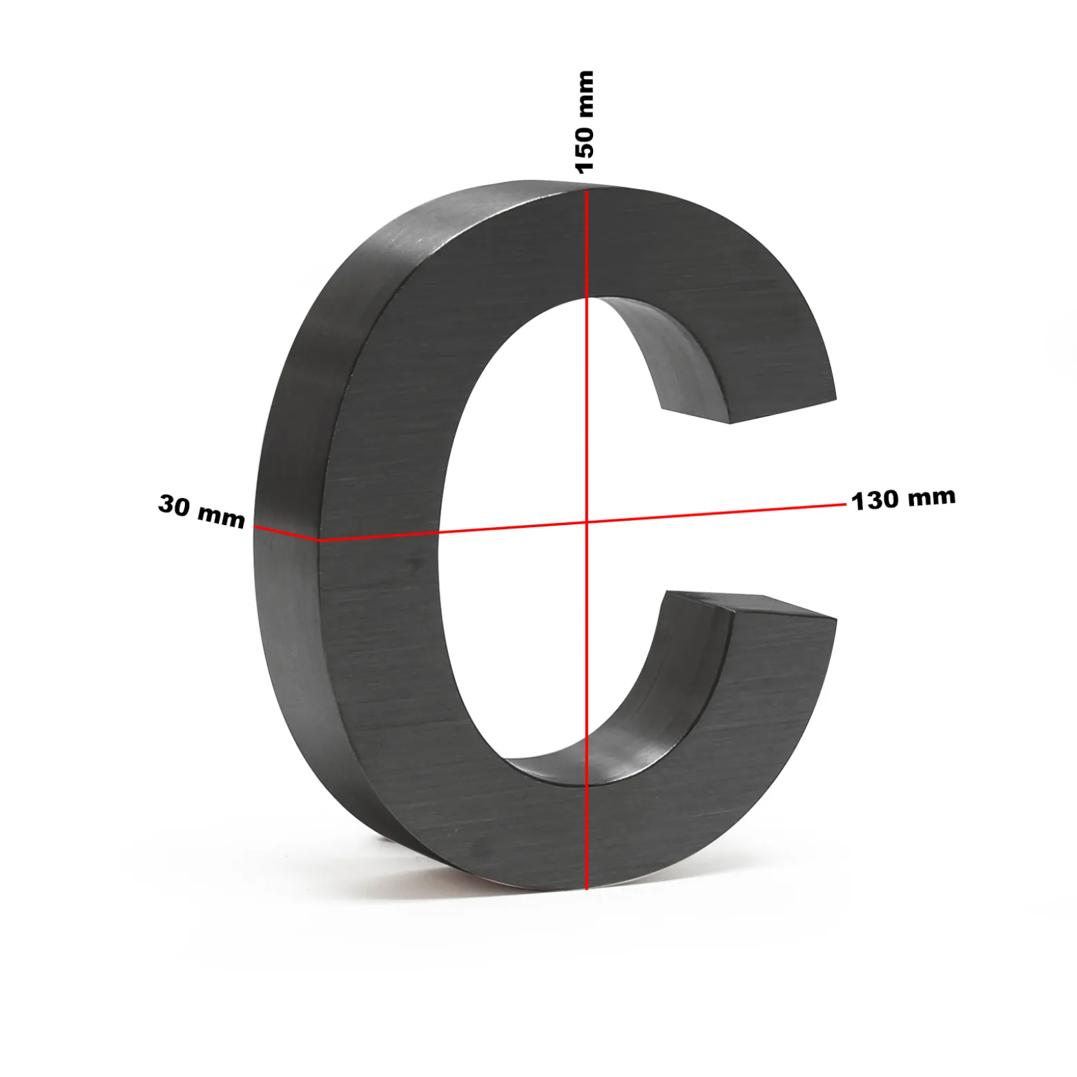 Wiltec Hausnummer c anthrazit Edelstahl Hausnummer in modernem 3D-Design, Höhe 15 cm, Schrift Arial, rostfrei und witterungsbeständig, mit Montagematerial