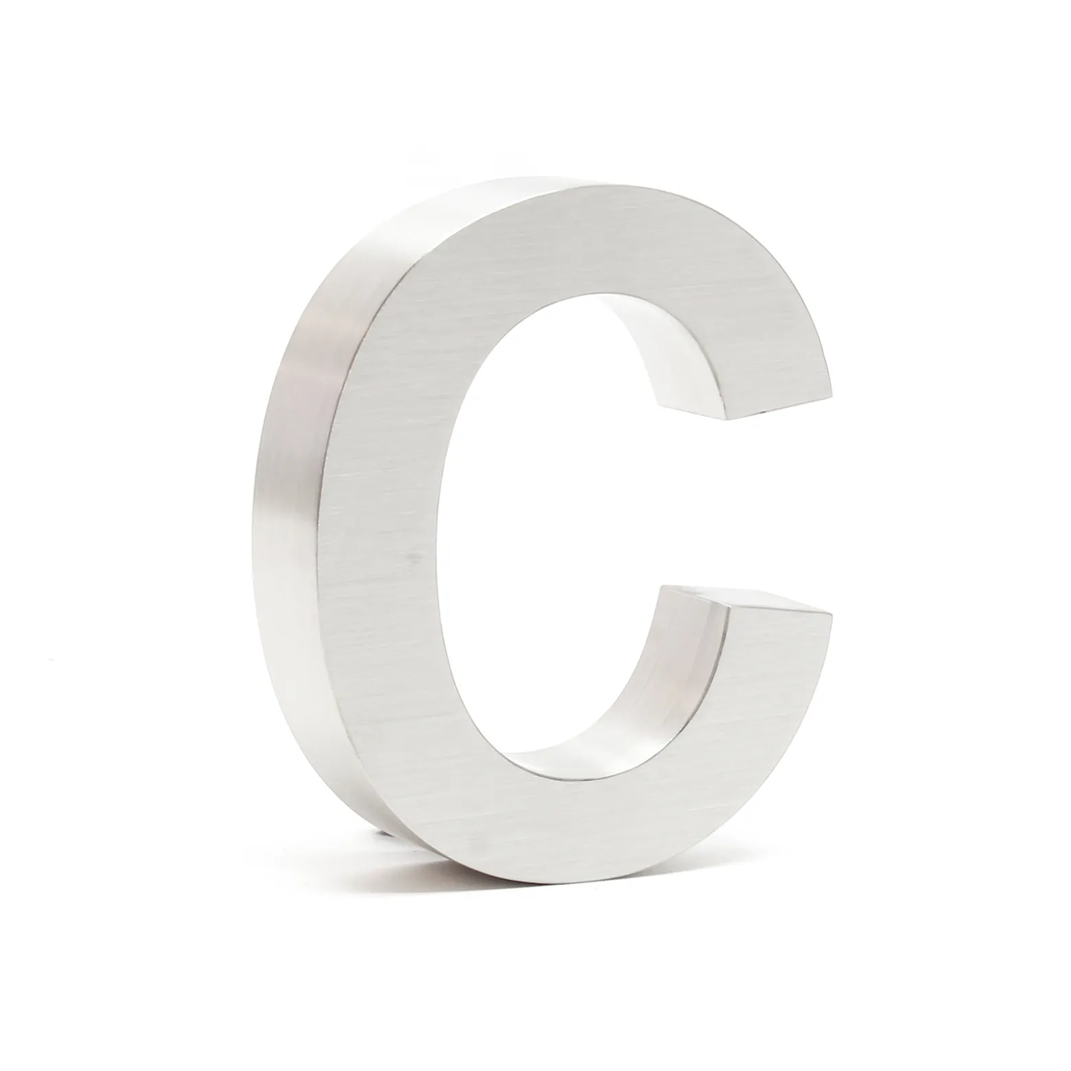 Wiltec Hausnummer c silberfarbene Edelstahl Hausnummer in modernem 3D-Design, Höhe 15 cm, Schrift Arial, rostfrei und witterungsbeständig, mit Montagematerial