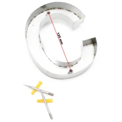 Wiltec Hausnummer c silberfarbene Edelstahl Hausnummer in modernem 3D-Design, Höhe 15 cm, Schrift Arial, rostfrei und witterungsbeständig, mit Montagematerial