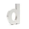 Wiltec Hausnummer d silberfarbene Edelstahl Hausnummer in modernem 3D-Design, Höhe 20 cm, Schrift Arial, rostfrei und witterungsbeständig, mit Montagematerial