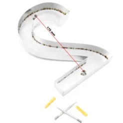 Wiltec Hausnummer 2 silberfarbene Edelstahl Hausnummer in modernem 3D-Design, Höhe 20 cm, Schrift Arial, rostfrei und witterungsbeständig, mit Montagematerial