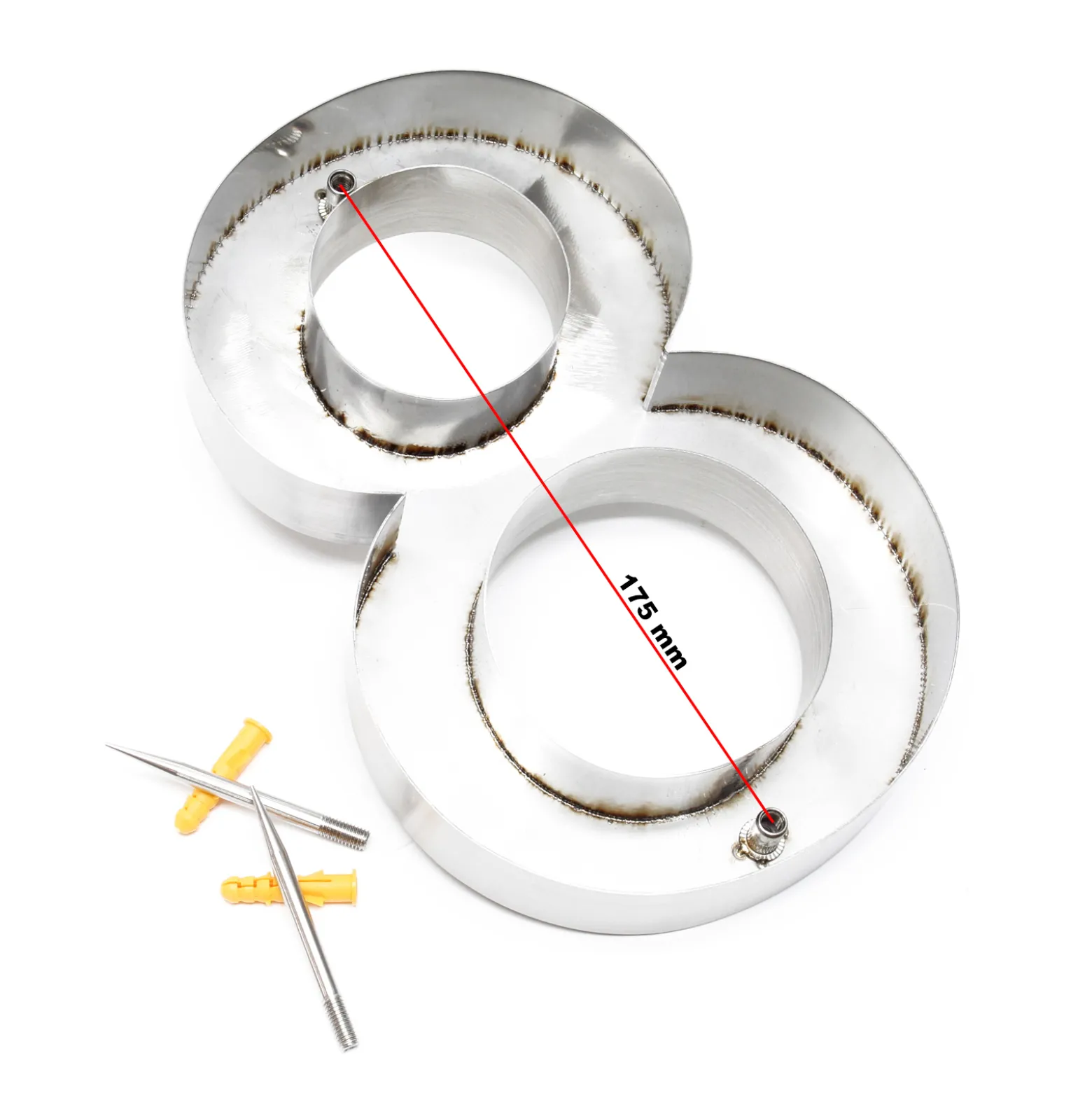 Wiltec Hausnummer 8 silberfarbene Edelstahl Hausnummer in modernem 3D-Design, Höhe 20 cm, Schrift Arial, rostfrei und witterungsbeständig, mit Montagematerial
