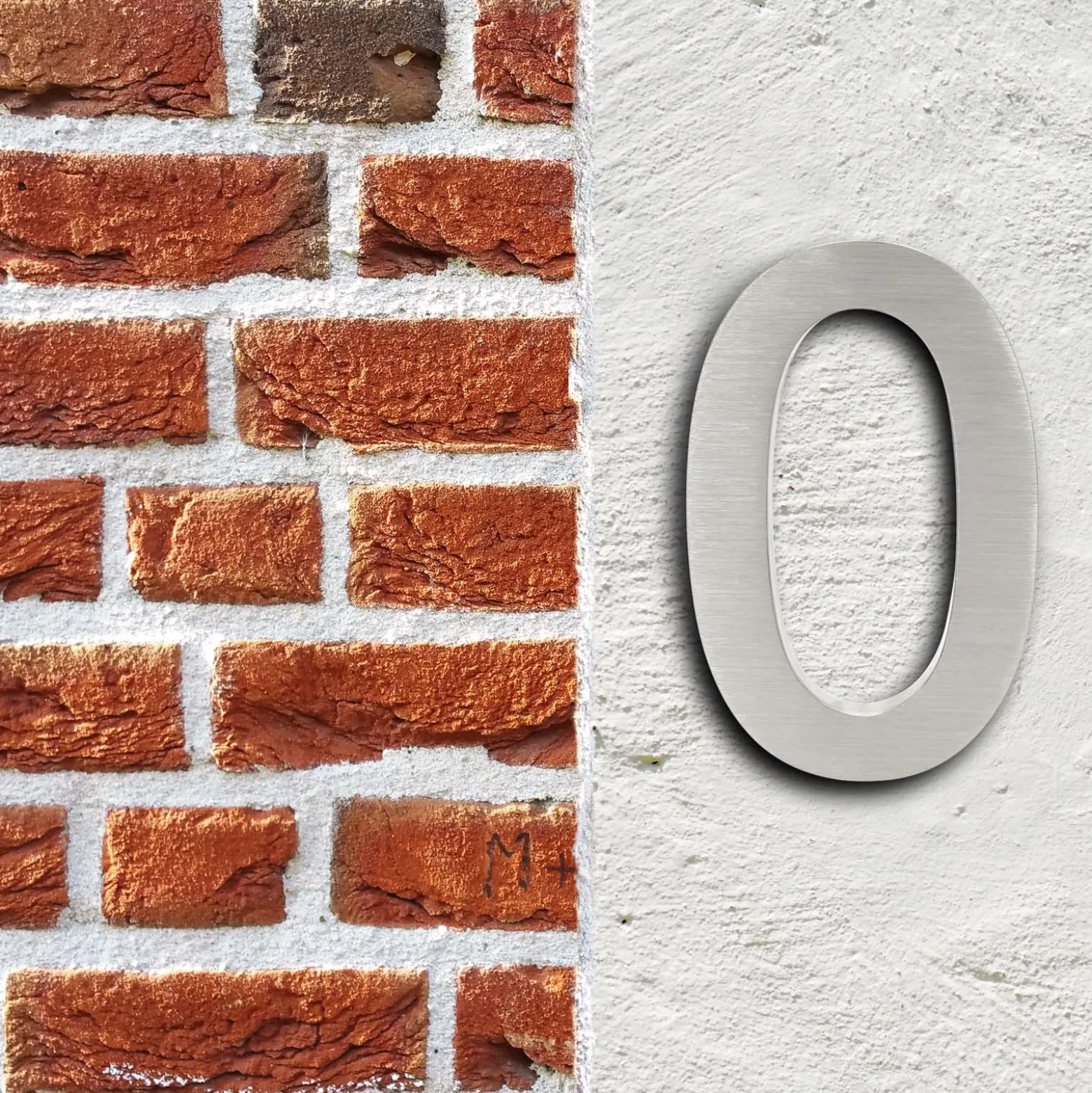 Wiltec Hausnummer 0 silberfarbene Edelstahl Hausnummer in modernem 3D-Design, Höhe 20 cm, Schrift Arial, rostfrei und witterungsbeständig, mit Montagematerial