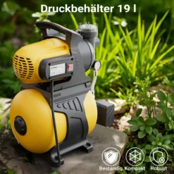 Wiltec Hauswasserwerk mit 19-L-Membrankessel, 3500 l/h Hauswasserautomat mit Druckschalter und Vorfilter, Gartenpumpe mit 44 m Förderhöhe, Wasserpumpe mit 8 m Ansaugtiefe