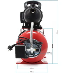 Wiltec Hauswasserwerk 1000W 3500l/h Gartenpumpe mit Druckschalter und Manometer Wasserpumpe Druckkessel Druckbehälter Bewässerungspumpe Brauchwasserpumpe Regenwasserpumpe Wasserwerk