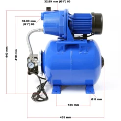 Wiltec Hauswasserwerk 600W 2800l/h Gartenpumpe mit Druckschalter und Manometer Wasserpumpe Druckkessel Druckbehälter Bewässerungspumpe Brauchwasserpumpe Regenwasserpumpe Wasserwerk