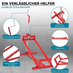 Wiltec Hebevorrichtung für Aufsitzmäher Rasentraktor – bis max 400 kg – 1140 x 495 x 1030 mm – aus Stahl – Lifter als Reinigungshilfe