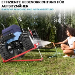 Wiltec Hebevorrichtung für Aufsitzmäher Rasentraktor – bis max 400 kg – 1140 x 495 x 1030 mm – aus Stahl – Lifter als Reinigungshilfe
