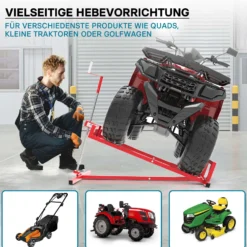 Wiltec Hebevorrichtung für Aufsitzmäher Rasentraktor – bis max 400 kg – 1140 x 495 x 1030 mm – aus Stahl – Lifter als Reinigungshilfe