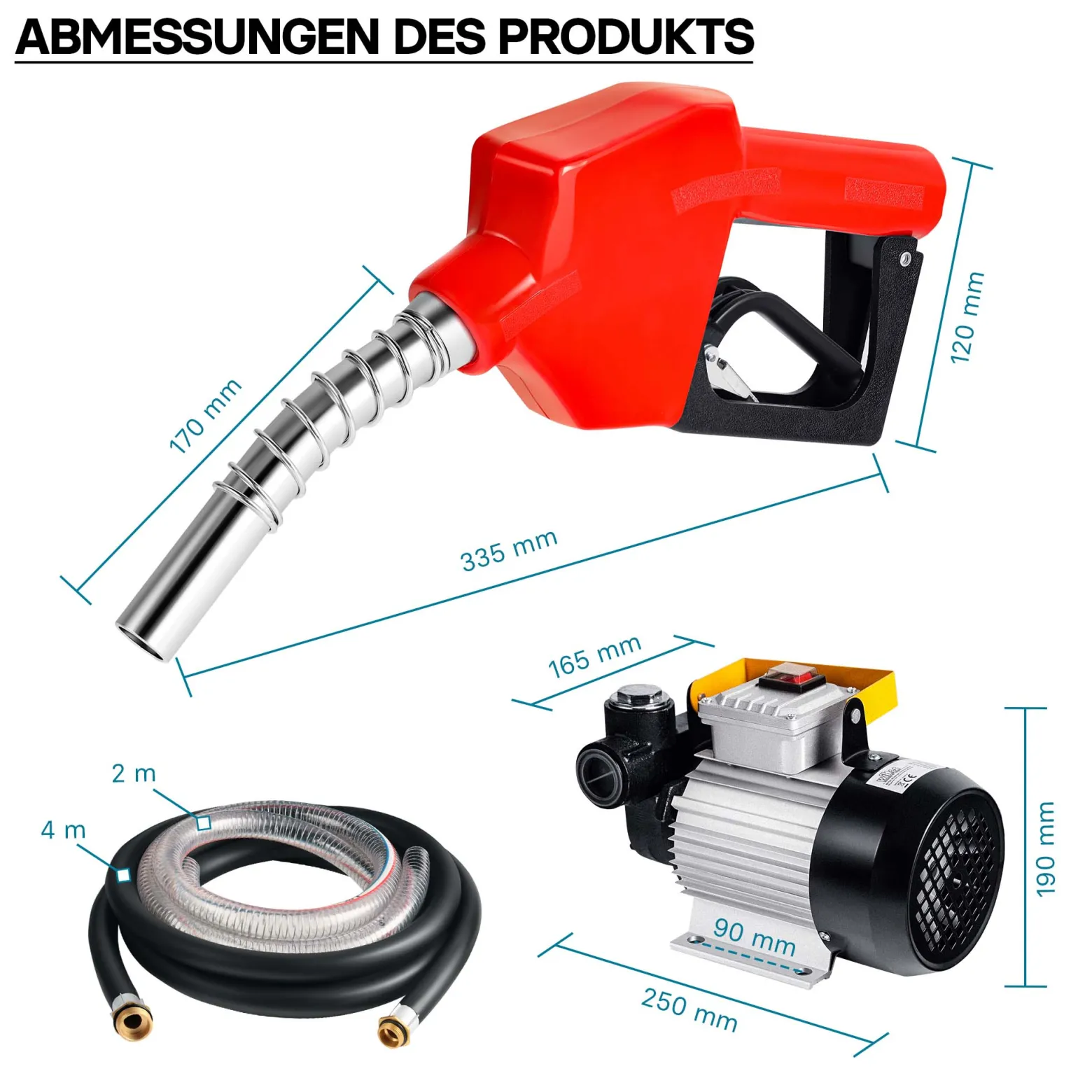 Wiltec Heizöl- und Dieselpumpe 230V/550W 60l/min selbstansaugend Pumpe mit automatischer Pistole, Kraftstoffpumpe, Absaugpumpe
