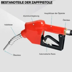 Wiltec Heizöl- und Dieselpumpe 230V/550W 60l/min selbstansaugend Pumpe mit automatischer Pistole, Kraftstoffpumpe, Absaugpumpe