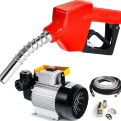 Wiltec Heizöl- und Dieselpumpe 230V/550W 60l/min selbstansaugend Pumpe mit automatischer Pistole, Kraftstoffpumpe, Absaugpumpe