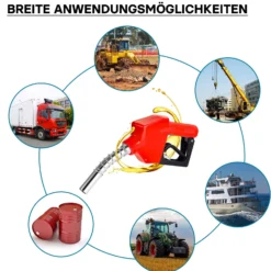 Wiltec Heizöl- und Dieselpumpe 230V/550W 60l/min selbstansaugend Pumpe mit automatischer Pistole, Kraftstoffpumpe, Absaugpumpe