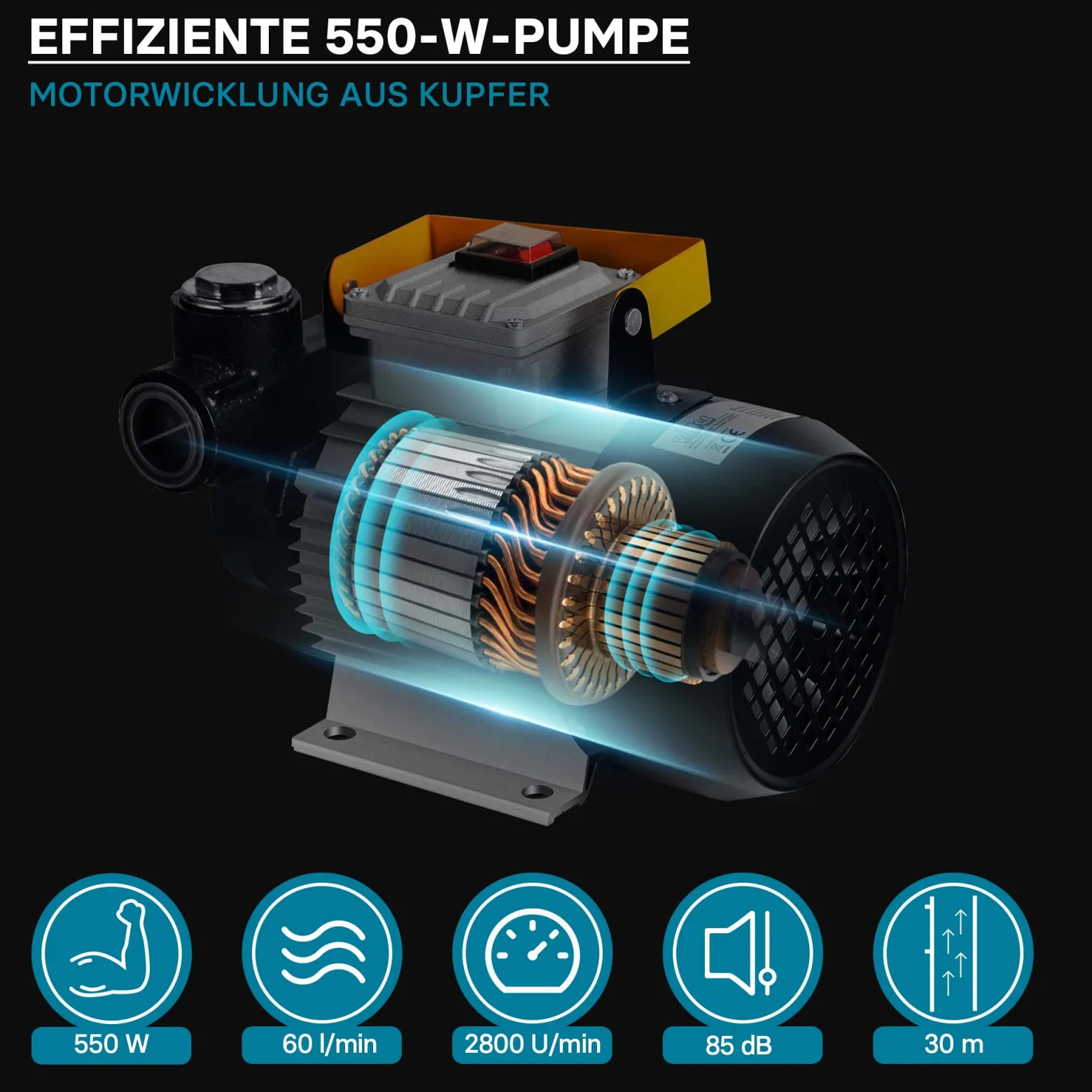 Wiltec Heizöl- und Dieselpumpe 230V/550W 60l/min selbstansaugend Pumpe mit automatischer Pistole, Kraftstoffpumpe, Absaugpumpe