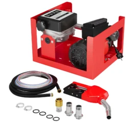 Wiltec Heizöl- und Dieselpumpe 230V/600W 40l/min selbstansaugend Pumpe mit automatischer Pistole, Kraftstoffpumpe, Absaugpumpe