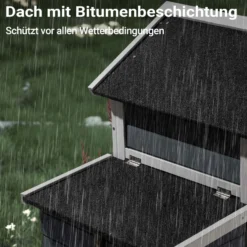Wiltec Hühnerstall 1520 x 520 x 920 mm grau weiß mit Freilauf und Nistkasten aus Tannenholz, Hühnerhaus mit Unterschlupf, Gitter und Kotwanne verzinkt