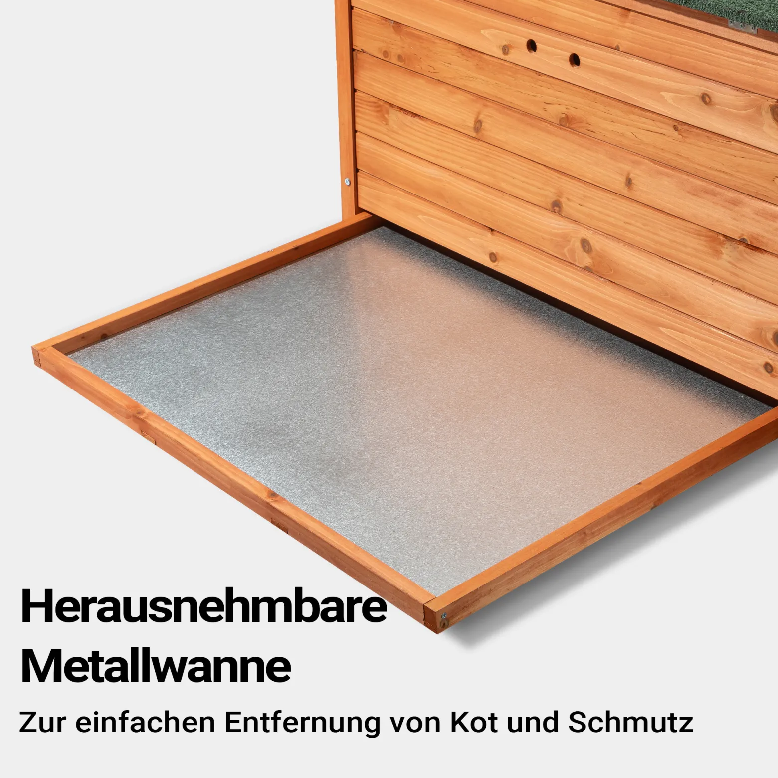 Wiltec Hühnerstall 1360 x 740 x 700 mm rotbraun mit Nistkasten aus Holz, Hühnerhaus mit Unterschlupf, isoliertem Dach und Kotwanne verzinkt