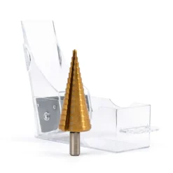 Wiltec HSS Stufenbohrer titanbeschichtet, 4-32 mm, Schaft Ø 10 mm, Kegelbohrer mit Titanbeschichtung, Schälbohrer für Holz, Metall und Kunststoff, Konusbohrer Senkbohrer