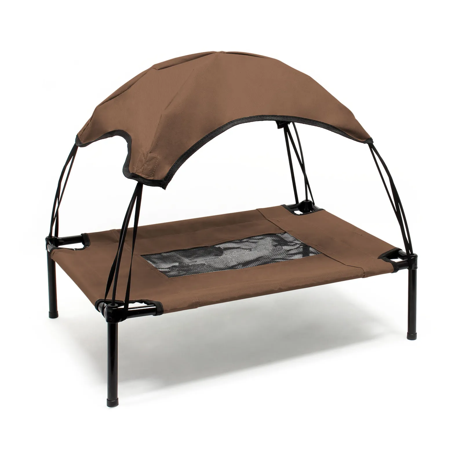 Wiltec Hundebett mit Dach Braun 76 x 60 x 16 cm Größe M bis 25 kg Outdoor Katzenliege Haustier Schlafplatz Sonnendach