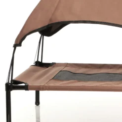 Wiltec Hundebett mit Dach Braun 122 x 91 x 16 cm Größe XL bis 50 kg Outdoor Katzenliege Haustier Schlafplatz Sonnendach