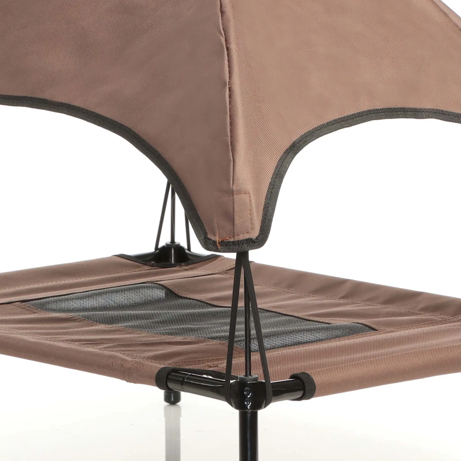 Wiltec Hundebett mit Dach Braun 60 x 45 x 16 cm Größe S bis 15 kg Outdoor Katzenliege Haustier Schlafplatz Sonnendach