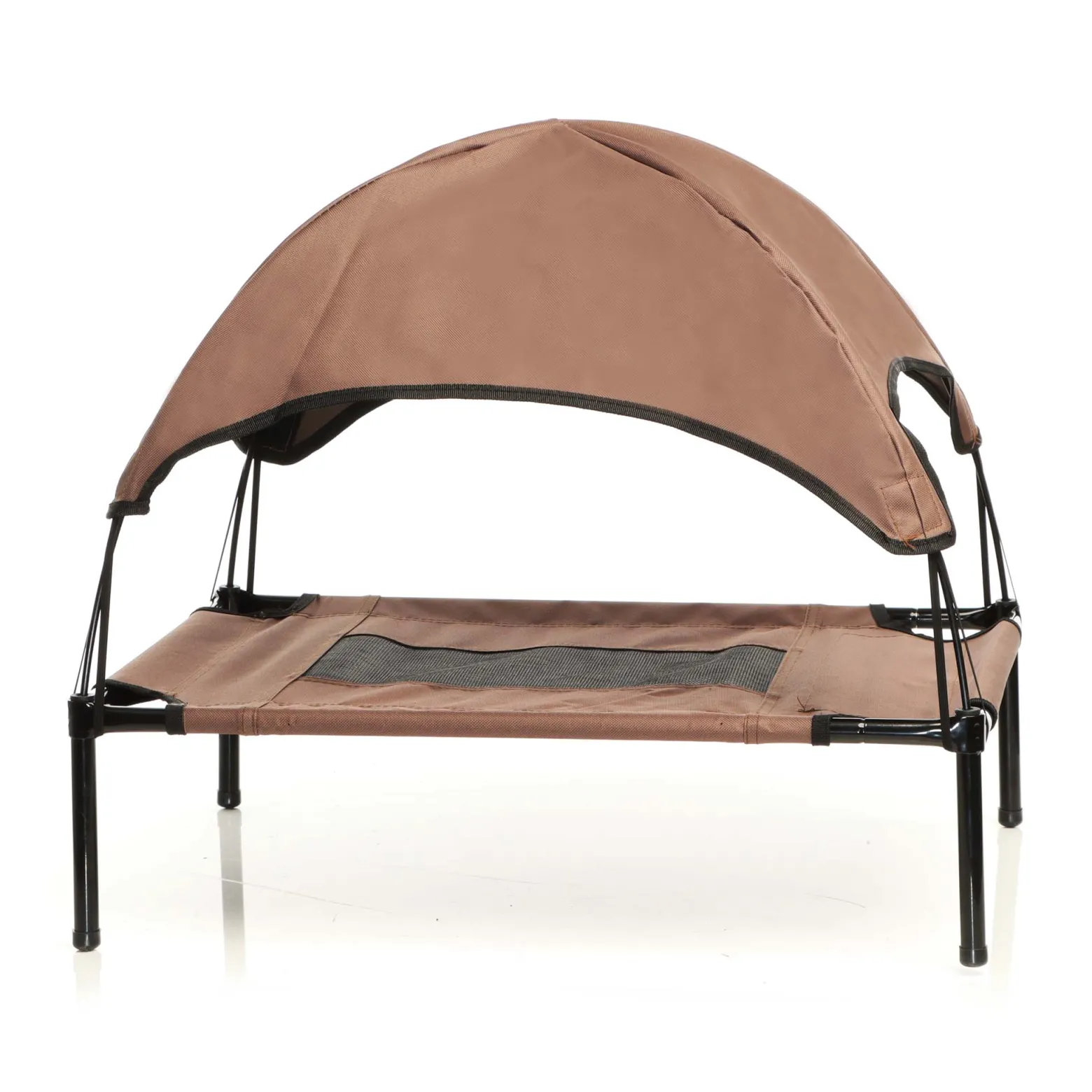 Wiltec Hundebett mit Dach Braun 91 x 76 x 16 cm Größe L bis 35 kg Outdoor Katzenliege Haustier Schlafplatz Sonnendach