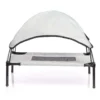 Wiltec Hundebett mit Dach Grau 122 x 91 x 16 cm Größe XL bis 50 kg Outdoor Katzenliege Haustier Schlafplatz Sonnendach