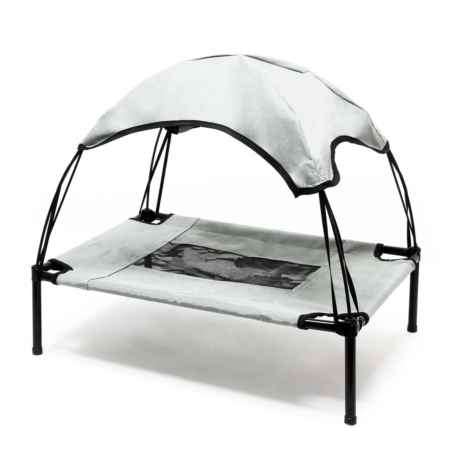 Wiltec Hundebett mit Dach Grau 122 x 91 x 16 cm Größe XL bis 50 kg Outdoor Katzenliege Haustier Schlafplatz Sonnendach