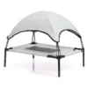 Wiltec Hundebett mit Dach Grau 76 x 60 x 16 cm Größe M bis 25 kg Outdoor Katzenliege Haustier Schlafplatz Sonnendach
