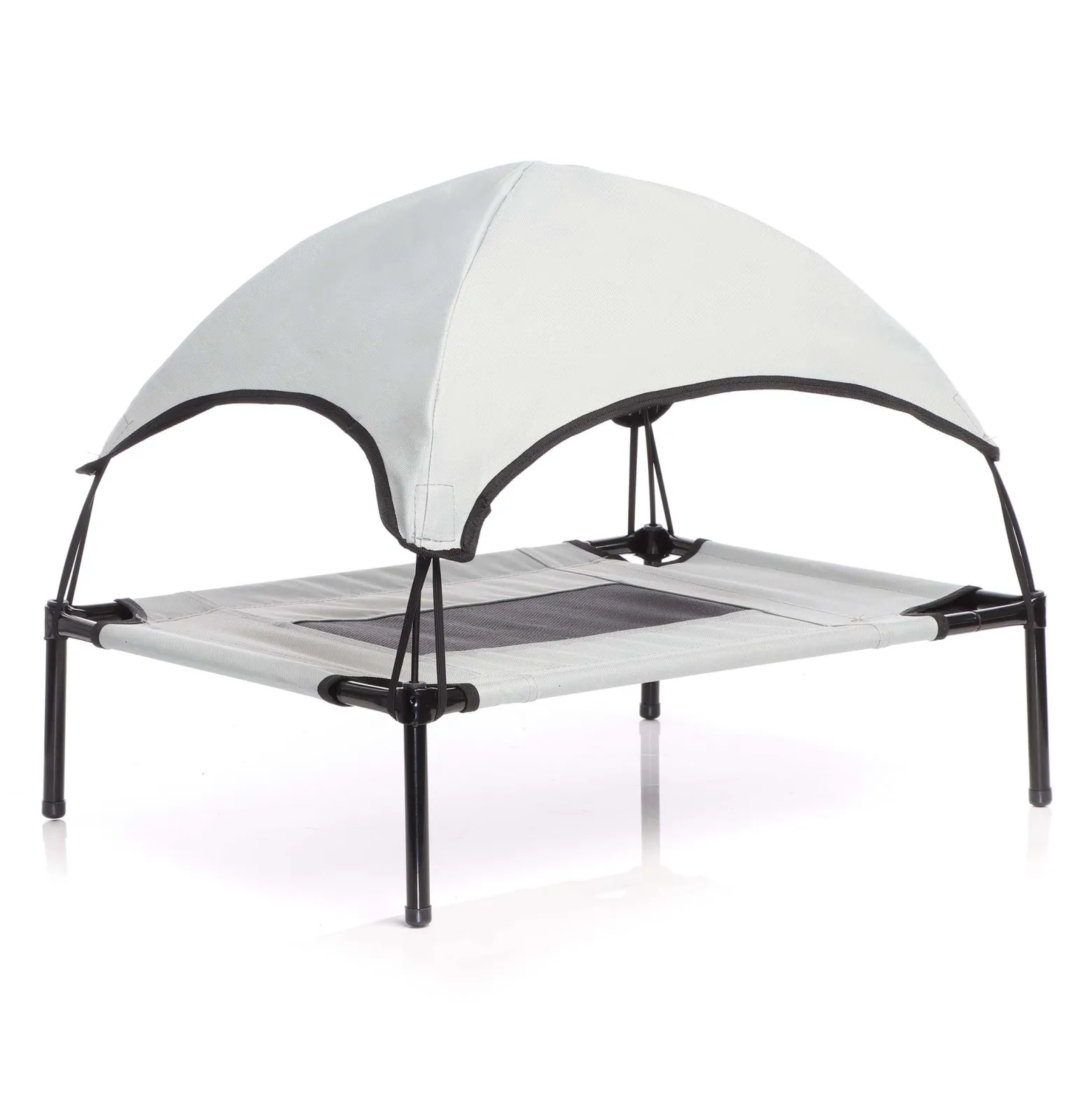 Wiltec Hundebett mit Dach Grau 76 x 60 x 16 cm Größe M bis 25 kg Outdoor Katzenliege Haustier Schlafplatz Sonnendach