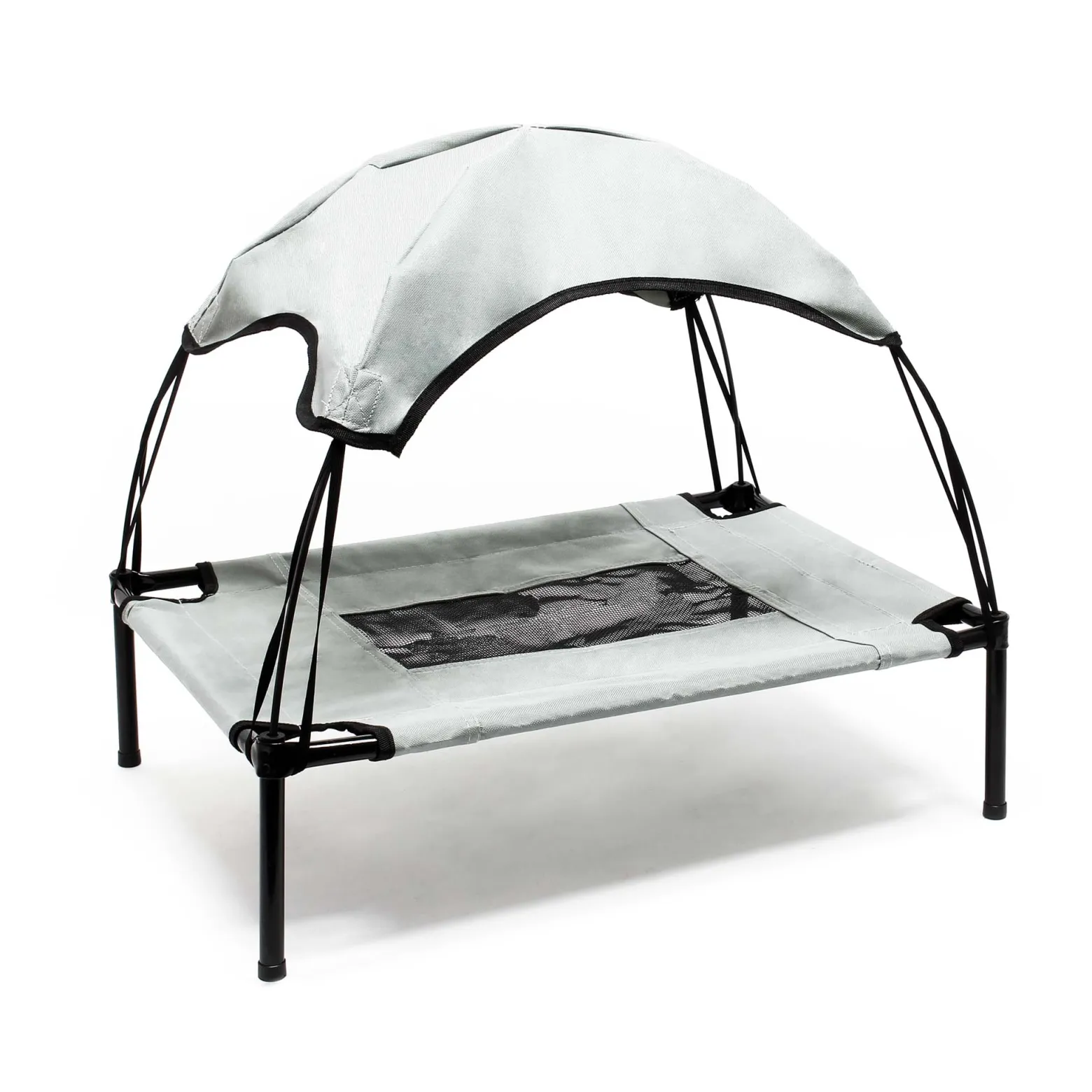 Wiltec Hundebett mit Dach Grau 76 x 60 x 16 cm Größe M bis 25 kg Outdoor Katzenliege Haustier Schlafplatz Sonnendach