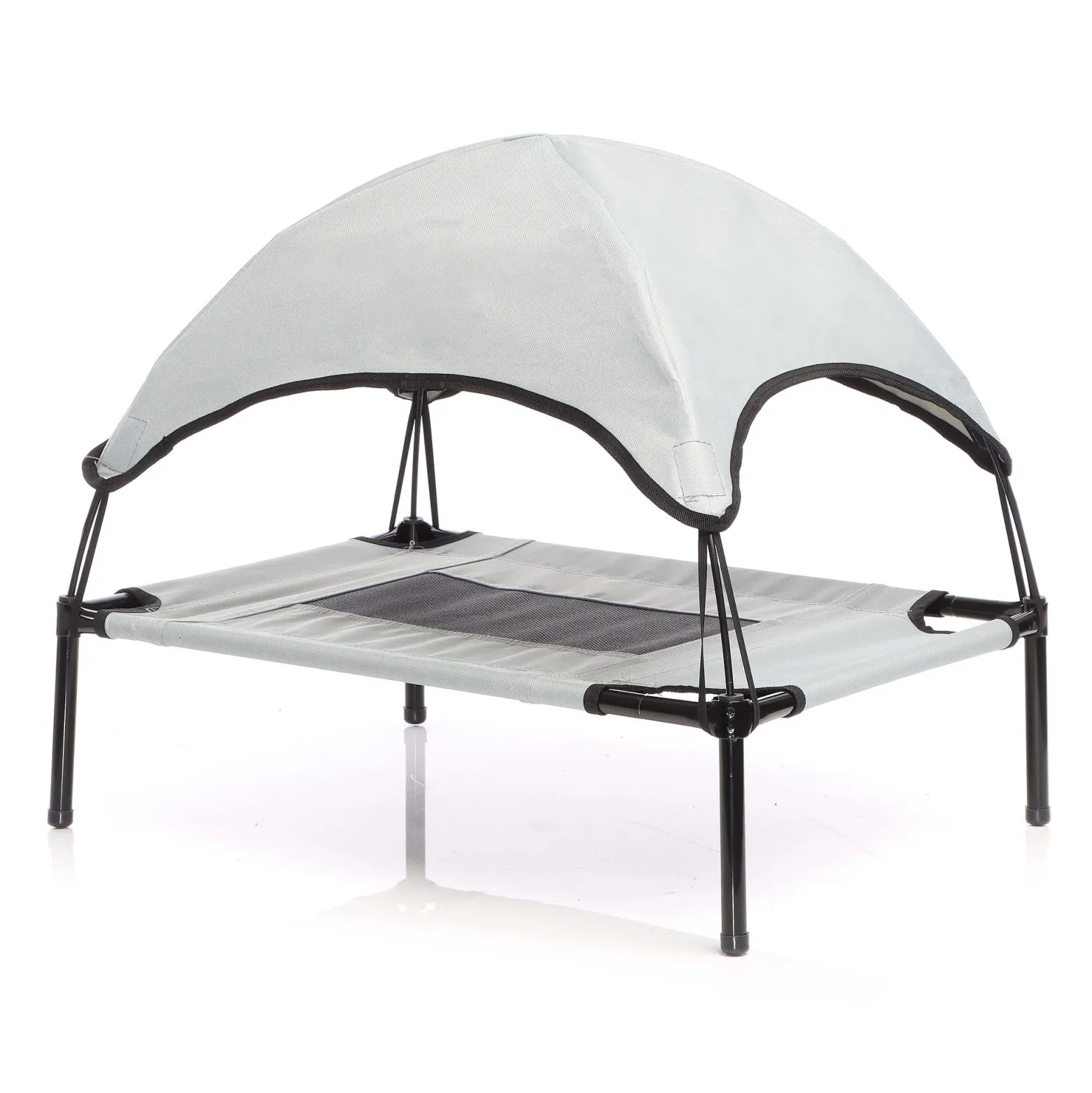 Wiltec Hundebett mit Dach Grau 60 x 45 x 16 cm Größe S bis 15 kg Outdoor Katzenliege Haustier Schlafplatz Sonnendach