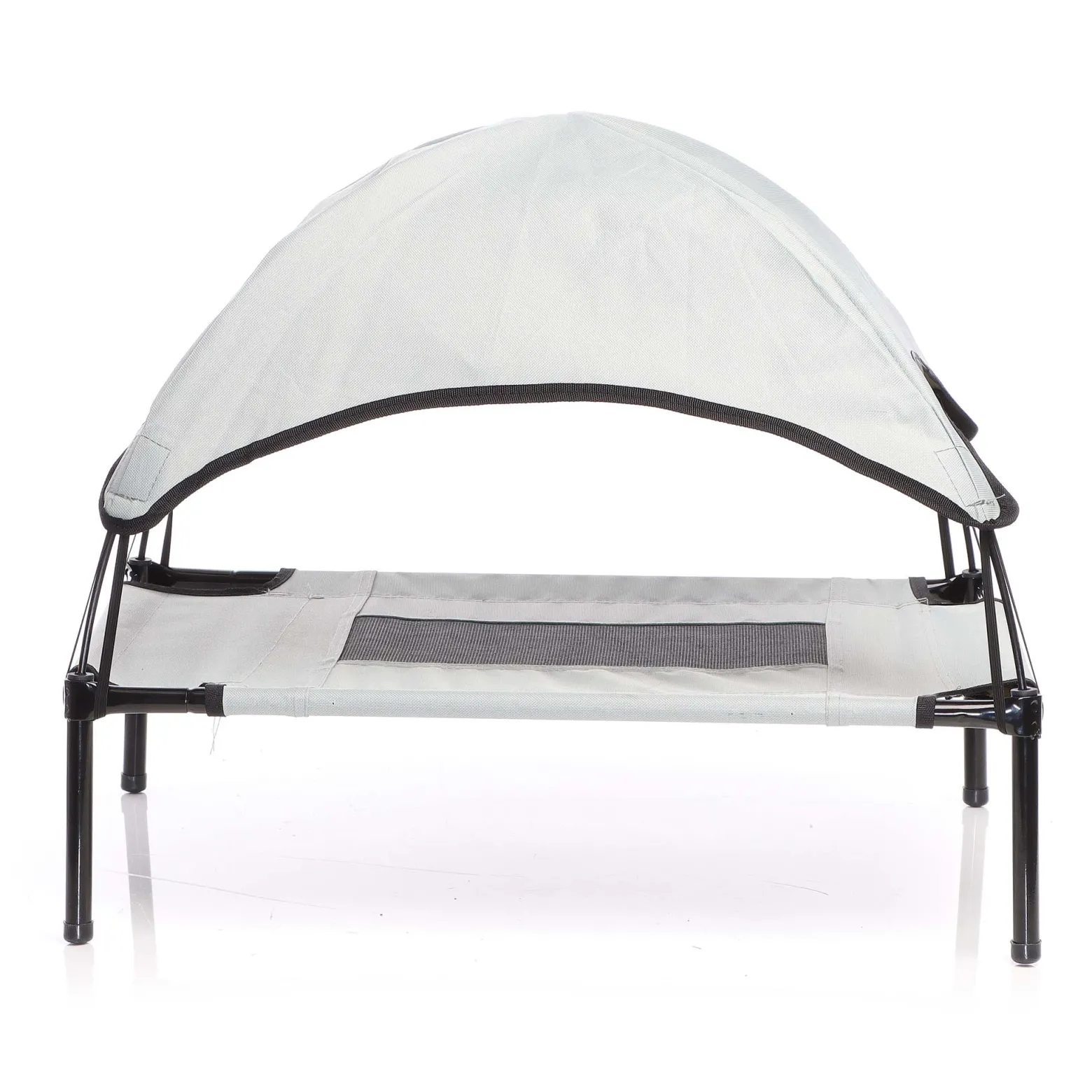 Wiltec Hundebett mit Dach Grau 60 x 45 x 16 cm Größe S bis 15 kg Outdoor Katzenliege Haustier Schlafplatz Sonnendach