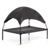 Wiltec Hundebett mit Dach Schwarz 60 x 45 x 16 cm Größe S bis 15 kg Outdoor Katzenliege Haustier Schlafplatz Sonnendach