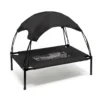 Wiltec Hundebett mit Dach Schwarz 76 x 60 x 16 cm Größe M bis 25 kg Outdoor Katzenliege Haustier Schlafplatz Sonnendach