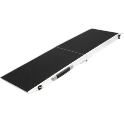 Wiltec Hunderampe faltbar, 244 x 48 cm, geklappt 123 x 49 cm, aus Aluminium, rutschsicher, Traglast bis zu 110 kg, Haustierrampe