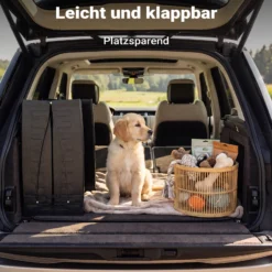Wiltec Hunderampe 153 x 40 cm 50 kg 3-fach faltbar rutschfeste Autorampe für Hunde, klappbare Einstiegshilfe aus PP fürs Auto, SUV und Pick up