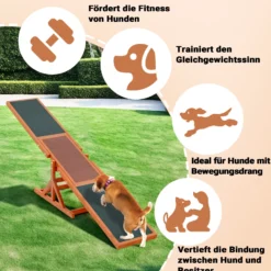 Wiltec Hundewippe 180x30x30cm für kleine & große Hunde zum Hundesport z.B. Agility Training, aus Holz, Spielerische Förderung der Kondition