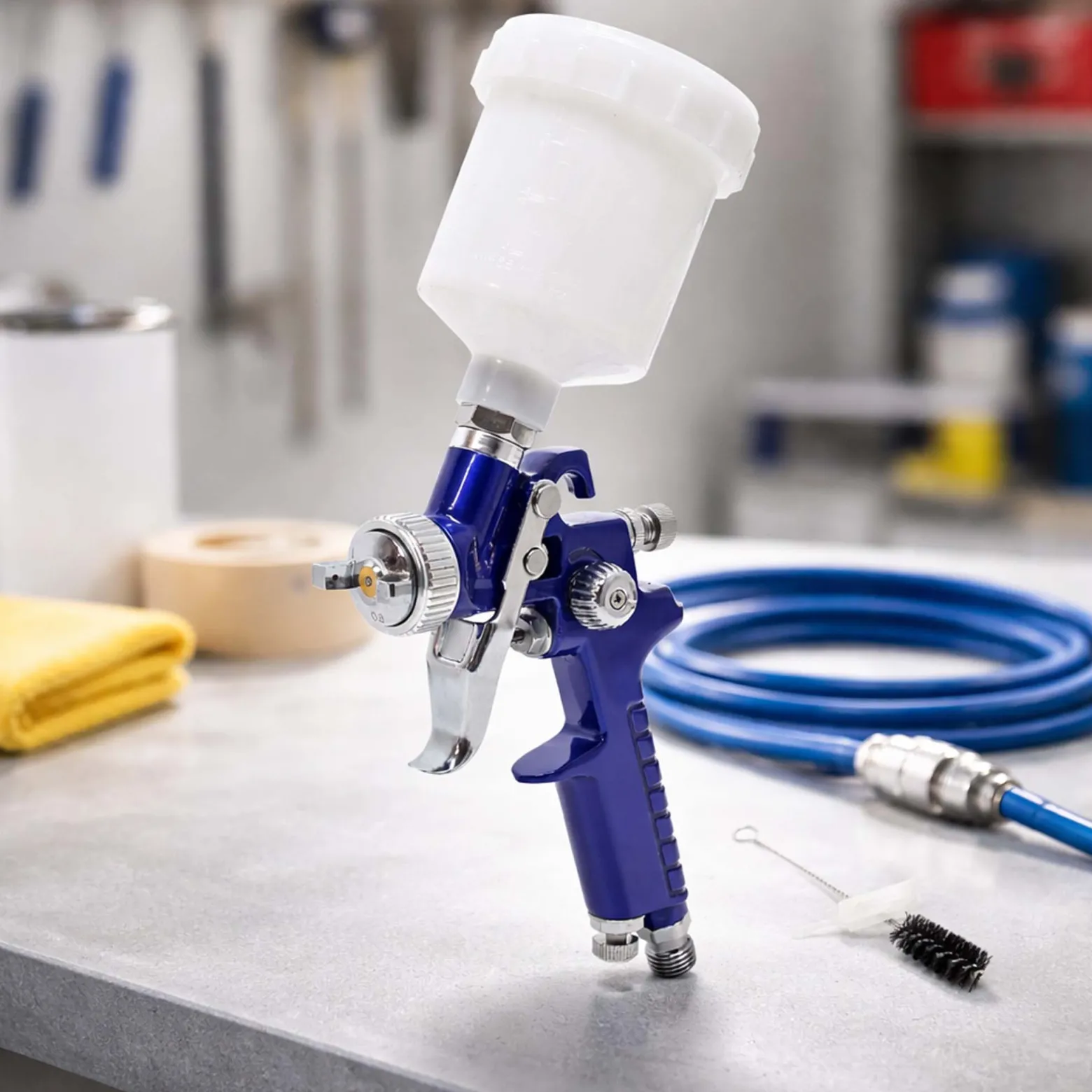 Wiltec HVLP Lackierpistole H2000P, 0,8 mm Düse, 125 ml Becher, 280 mm Strahlbreite, Spritzpistole Sprühpistole Airbrushpistole