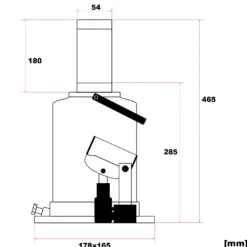 Wiltec Hydraulischer 32t Flaschen-Wagenheber, Stempelwagenheber mit Slow down Funktion, Autoheber 285-465 mm
