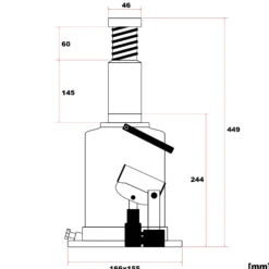 Wiltec Hydraulischer 20t Flaschen-Wagenheber, Stempelwagenheber mit Slow down Funktion, Autoheber 244-449 mm