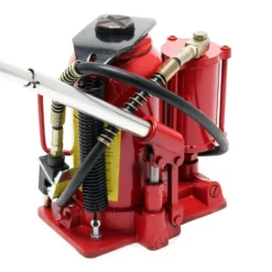 Wiltec Hydraulischer und pneumatischer Stempelwagenheber 12T, 250-495 mm, kompakter Wagenheber Flaschenwagenheber aus Stahl, pneumatisch & manuell