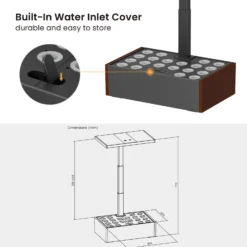 Wiltec Indoor Gartensystem braun, Smart Garden höhenverstellbar, Hydroponisches Anzuchtsystem für 20 Pflanzen, Kräutergarten mit LED-Beleuchtung