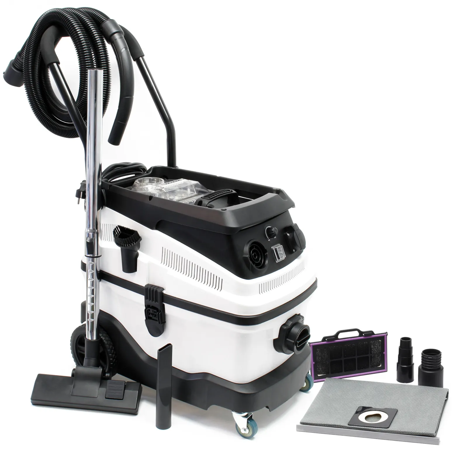 Wiltec Industriestaubsauger 1600 Watt & 30 Liter Behälter, Nass- und Trockensauger mit 3-fach Filtersystem & Blasfunktion, Mehrzwecksauger mit Zubehör